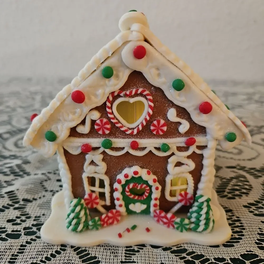 Valerie Parr Hill Lighted Glitter Gingerbread Christmas Cottage House Decor